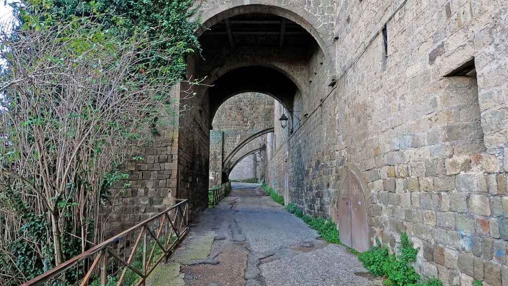 Stone arch and medieval passageway in Viterbo