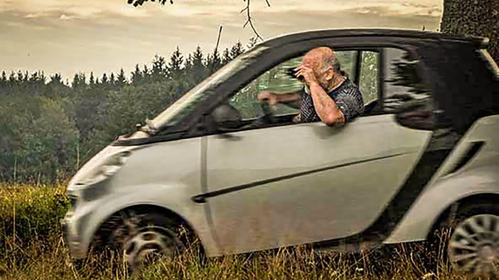 Smart car at the beginning of a long journey in Rothenbuch, Germany